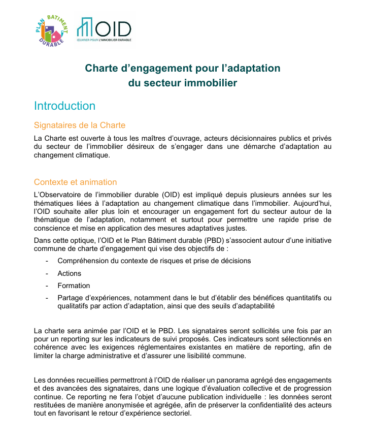 Charte d'adaptation OID